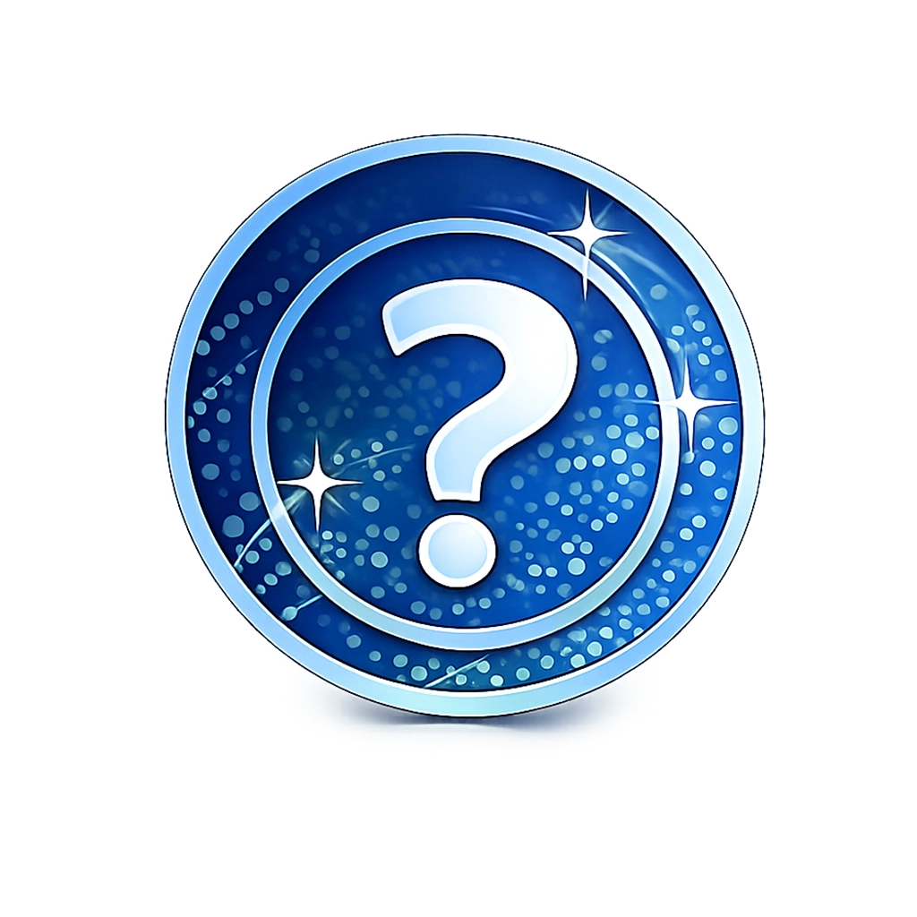Blue Invisalign® FAQ icon featuring a white question mark on a transparent background.