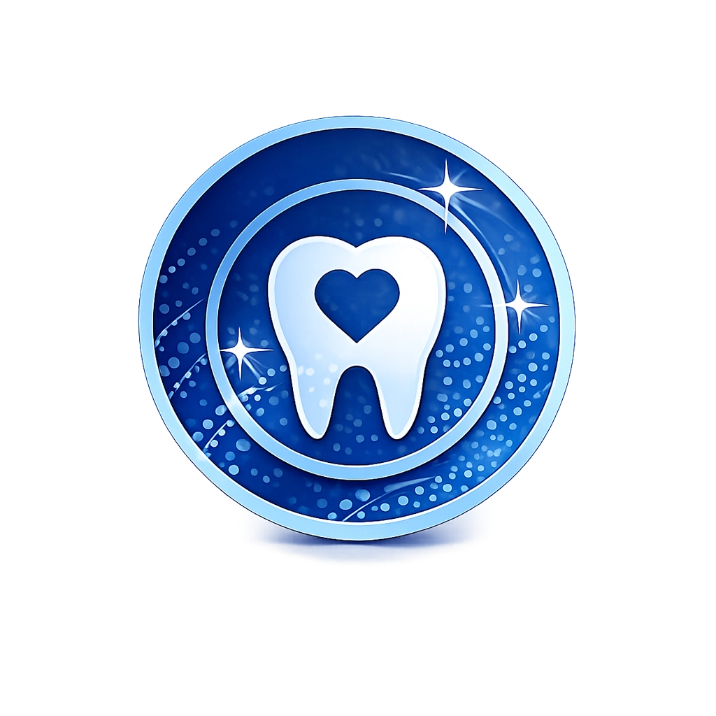 Blue Invisalign® Teen icon featuring a white tooth with a heart symbol on a transparent background.