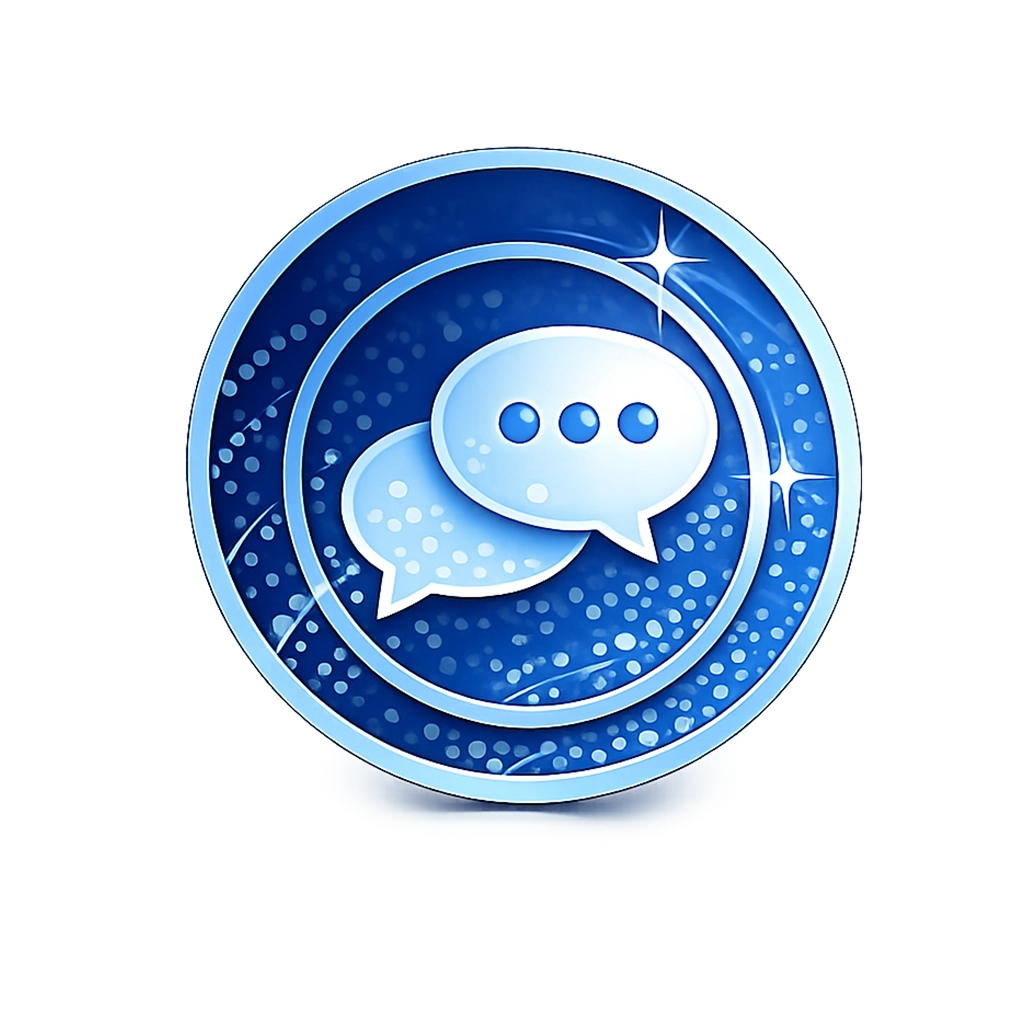 Blue Invisalign® testimonials icon featuring white speech bubbles on a transparent background.