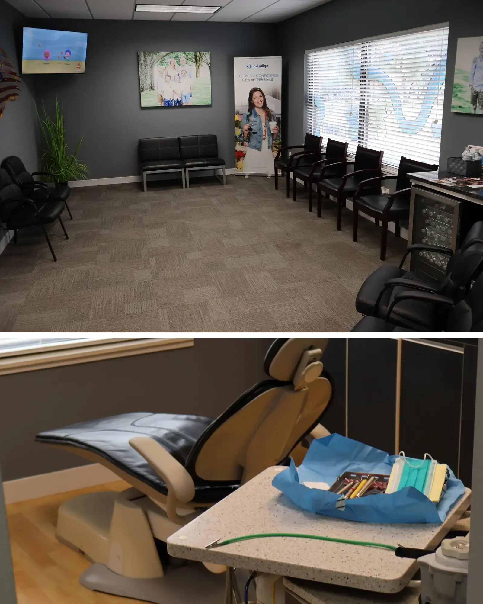 Interior waiting and front-office area at Peosta Dental in Peosta, Iowa.