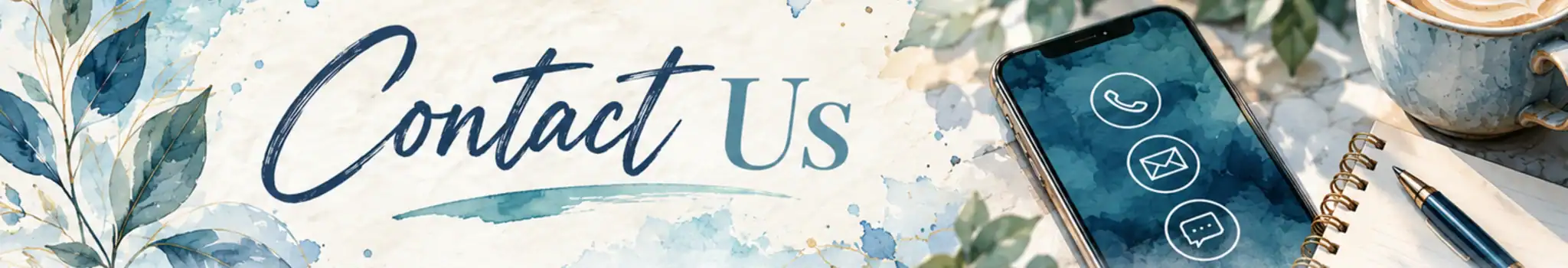 Watercolor Contact Us banner for Peosta Dental